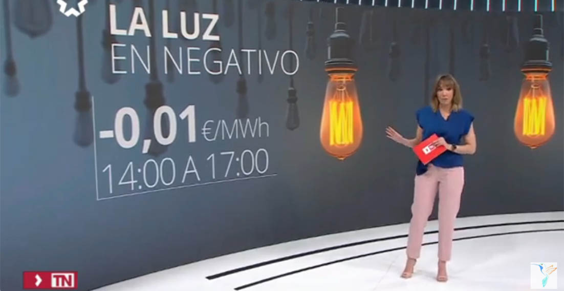 Precio de la luz en negativo por primera vez en la historia - Telenoticias de Telemadrid (1 de abril de 2024).