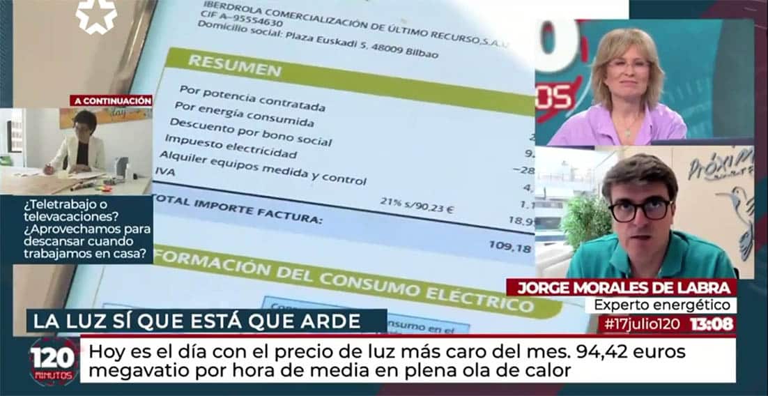 ¿Qué tarifa de la luz conviene más para poner el aire acondicionado? - 120 minutos de Telemadrid (18 de julio de 2024).